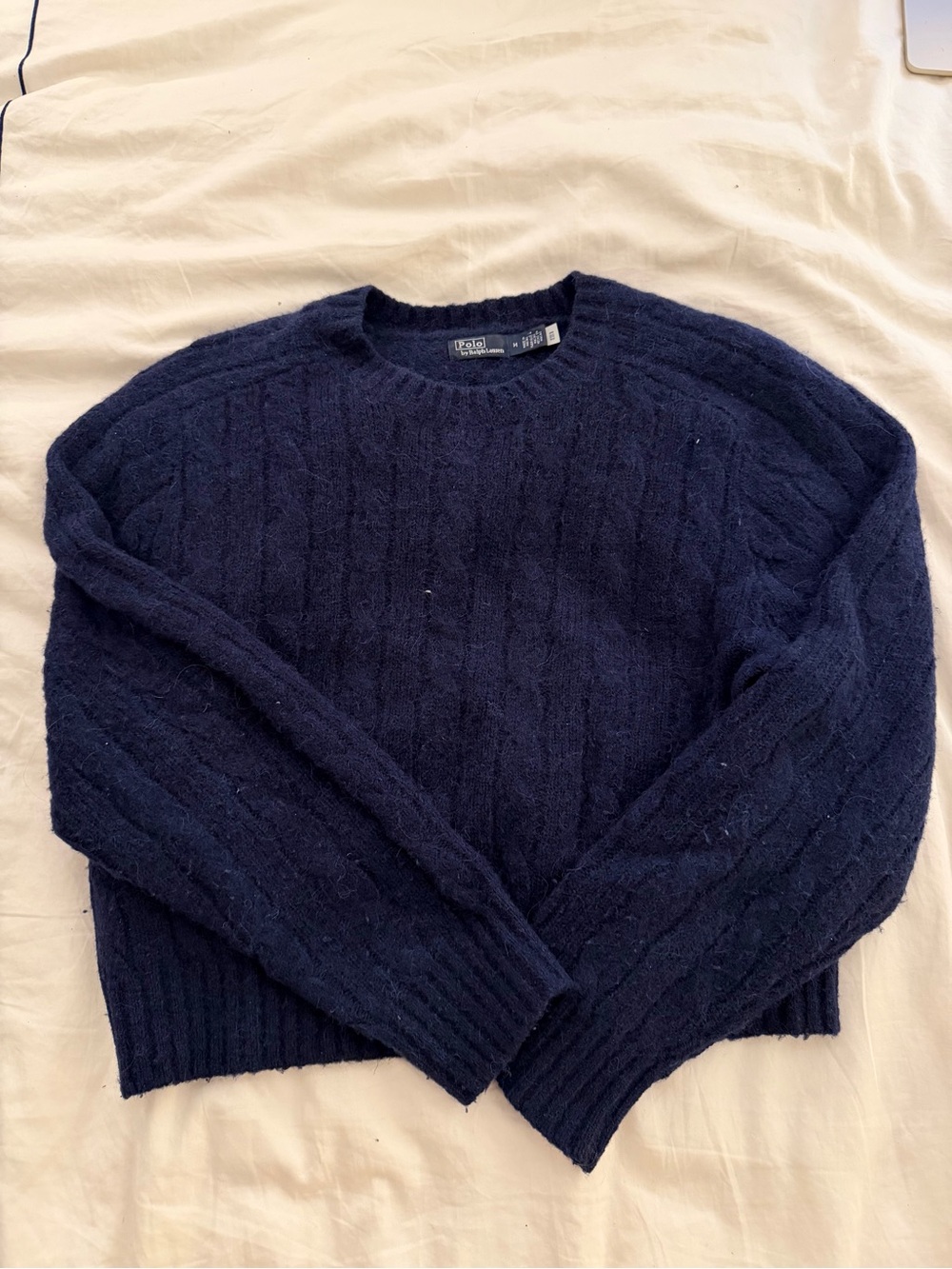 Polo by Ralph Lauren Navy Cable Knit Crewneck Sweater